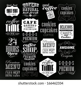 Retro Coffee  Labels and typography background . Coffee decoration collection
