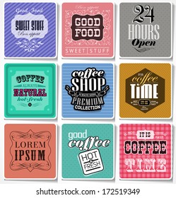 Retro Coffee  Labels and typography background . Coffee decoration collection