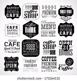 Retro Coffee  Labels and typography background . Coffee decoration collection