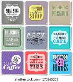 Retro Coffee  Labels and typography background . Coffee decoration collection