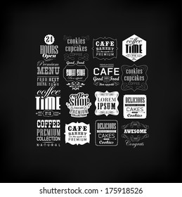 Retro Coffee  Labels and typography background . Coffee decoration collection