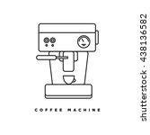 Retro Coffee Machine (Vector Illustration in Line Art Flat Design)