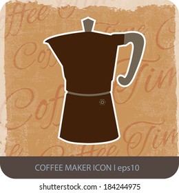 Retro coffee maker icon with grunge background. Eps10