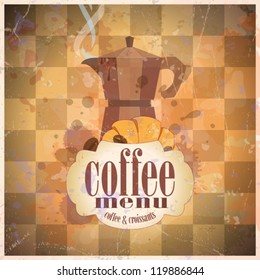 Plantilla de diseño de tarjeta de menú de café retro. Eps10.