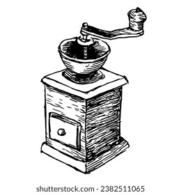 Retro coffee mill illustration set