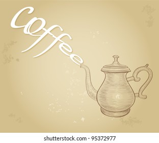 retro coffee pot sketch vector illustration