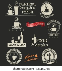 Retro coffee and restaurant labels