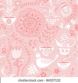 Retro coffee seamless pattern, tea background.Seamless pattern can be used for wallpaper, pattern fills, web page background, surface textures.