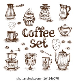 Retro coffee set vector illustration