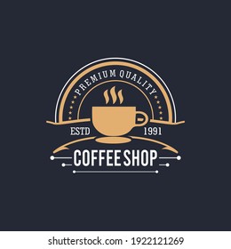 Retro Coffee shop badge logo design. Perfect for modern coffee shop joints. Vintage Style. Vector Illustrtion