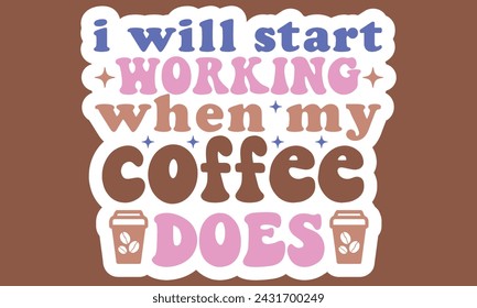 Retro Coffee Sticker EPS Bundle, Single 
Designs
