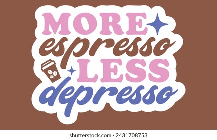 Retro Coffee Sticker EPS Bundle , Single Designs