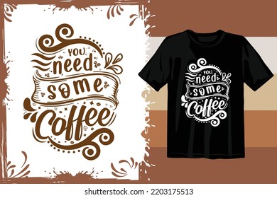 Retro Coffee t shirt design. Wavy Coffee SVG. Typography coffee design vector graphics. Vintage t shirt. 