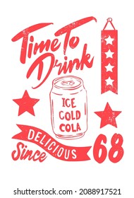 retro cola can poster print for t-shirt and other uses.