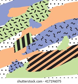 Fundo de colagem retro, estilo Memphis dos anos 80 e 90