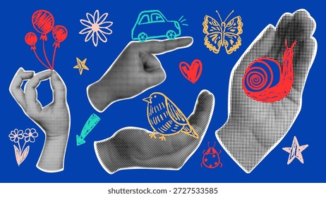 Retro collage and halftone
