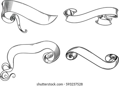 Retro collection of different  old ribbons.