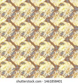 Retro collection for fabric design. Exotic wallpaper.Colorful color artsy chamomily in vintage style 