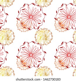 Retro collection for fabric design. Exotic wallpaper.Colorful color artsy chamomily in vintage style 