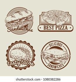 retro collection of fast food badge