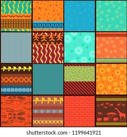 retro collection of folk seamless texture