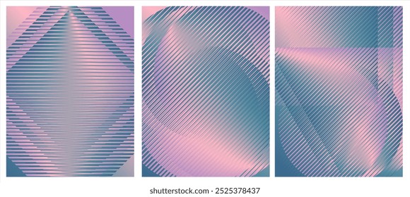 Vector de fondo de estilo de póster de color degradado de colección retro de los años 70. Conjunto abstracto geométrico retro decoración de pared gradiente diseño de fondo groovy, forma trippy. Ilustración vectorial vintage hippie