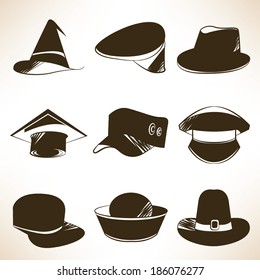 retro collection of hats, hat icons set