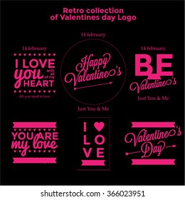 Retro collection of Valentines day logo