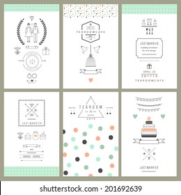 Retro collection of wedding invitations. Wedding, marriage, bridal. Isolated. Vector