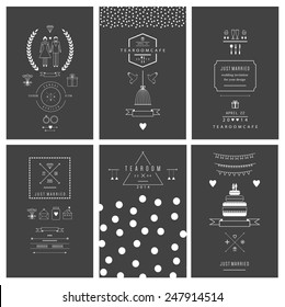 Retro collection of wedding invitations. Wedding, marriage, bridal. Isolated. Vector