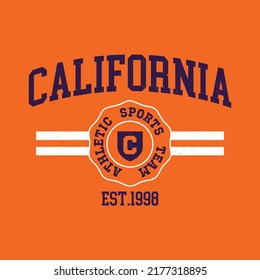 Retro college font typography California slogan print for tee - t shirt and sweatshirt - hoodie