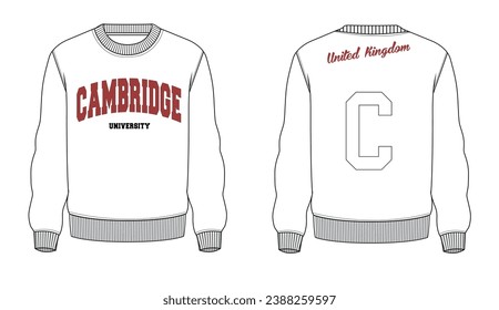 Retro college font typography cambridge university. Sweatshirt graphic college slogan. University college style. Illustration vector art