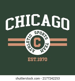 Retro college font typography Chicago slogan print for tee - t shirt and sweatshirt - hoodie