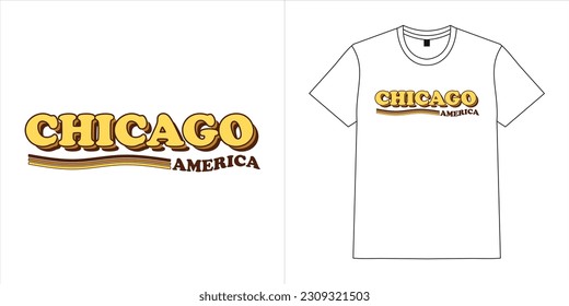 Retro college font typography Chicago slogan print for tee - t shirt or your brand. vector