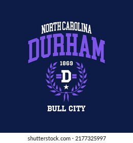 Retro college font typography Durham slogan print for tee - t shirt and sweatshirt - hoodie