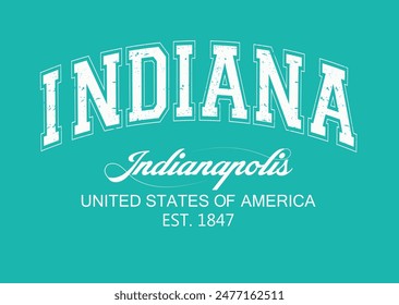 Retro college font typography Indianapolis slogan, Vintage typography college varsity Indiana state slogan print for tee t shirt or sweatshirt.eps8