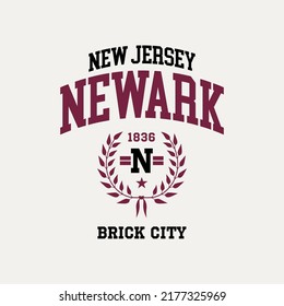 Retro college font typography Newark slogan print for tee - t shirt and sweatshirt - hoodie