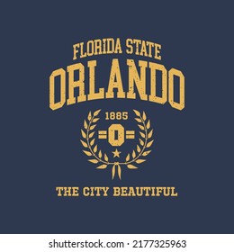 Retro college font typography Orlando slogan print for tee - t shirt and sweatshirt - hoodie