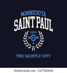 Retro college font typography Saint Paul slogan print for tee - t shirt and sweatshirt - hoodie