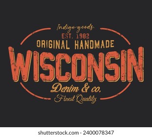 Tipografía del tipo de letra del colegio Retro Wisconsin Slogan para té - camiseta y sudadera - capucha para imprimir