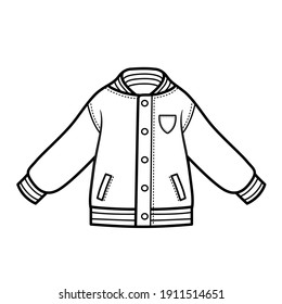 Retro College Jacket Boy Outline Coloring Stock Vector (Royalty Free ...