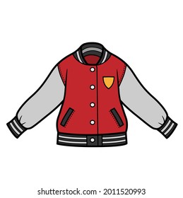 Retro college jacket color variation for coloring page isolated on white background