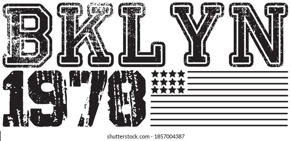 Retro college style brooklyn new york city typography slogan print - Vintage graphic font text pattern for man and woman tee / t shirt