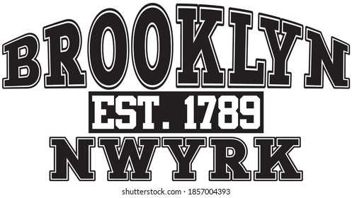 Retro college style brooklyn new york city typography slogan print - Vintage graphic font text pattern for man and woman tee / t shirt