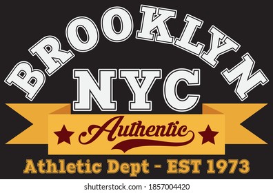Retro college style brooklyn new york city typography slogan print - Vintage graphic font text pattern for man and woman tee / t shirt