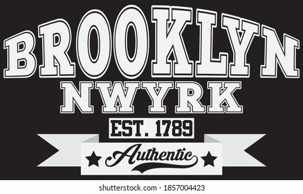 Retro college style brooklyn new york city typography slogan print - Vintage graphic font text pattern for man and woman tee / t shirt