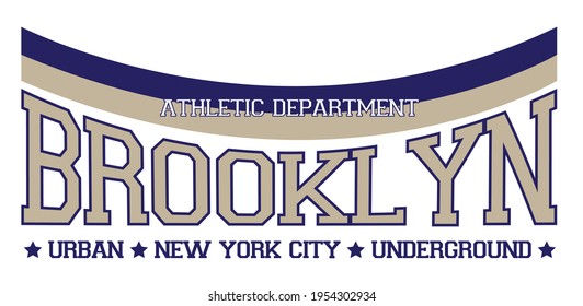Retro college style brooklyn new york city typography slogan print - Vintage graphic font text pattern for man and woman tee  t shirt