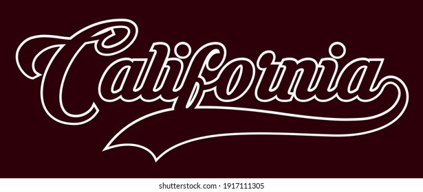 Retro college typography california city slogan with outline font for man and woman tee t shirt or sweatshirt