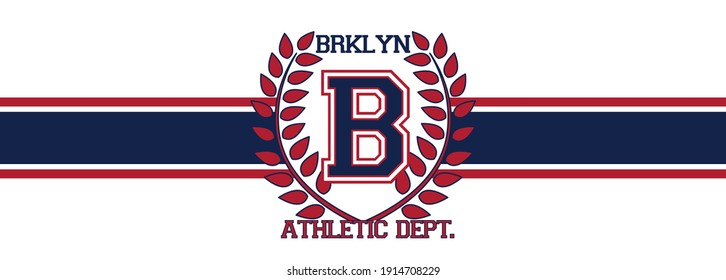 Retro college varsity brooklyn athletic department slogan print for man and woman tee t shirt or sweatshirt