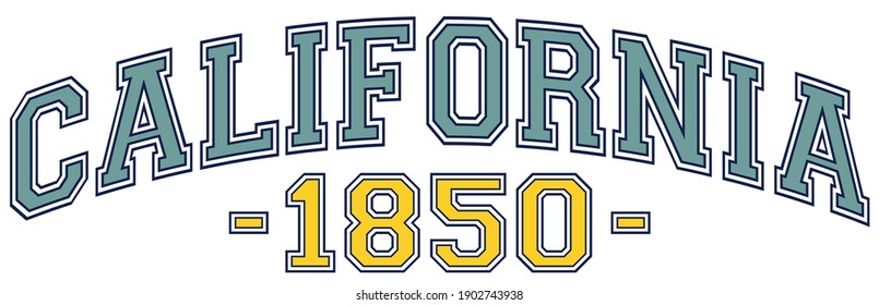 Retro college varsity font typography california state slogan print for tee - t shirt and sweatshirt - hoodie